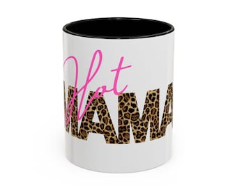 Hot Mama luipaard accent koffiemok perfect Moederdagcadeau voor moeder zus grootmoeder of dochter T-shirt set beschikbaar