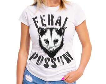 Feral Possum T-shirt met print in tattoo-stijl, uniseks grafisch cadeau Meme Lovers