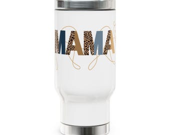 Mama Leopard Script roestvrijstalen reismok 14 oz geïsoleerde koffiebeker Perfect voor Moederdag Cadeau aan moeder zus grootmoeder