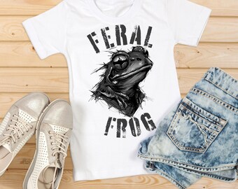 Wilde kikker T-shirt met print in tattoo-stijl, uniseks grafisch cadeau Meme Lovers