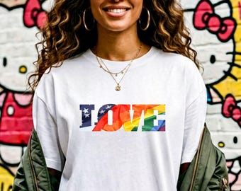 HOUD VAN T-shirt met regenboogvlag | Pride LGBT Equality katoenen uniseks T-shirt patriottische vlag van de VS