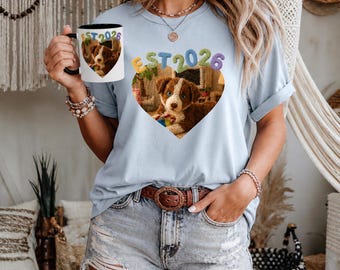 Knitted Effect Personilized Print T-Shirt Unisex Est. Graphic Cotton Custom Tee for Family Pet Moms and Fathers Day