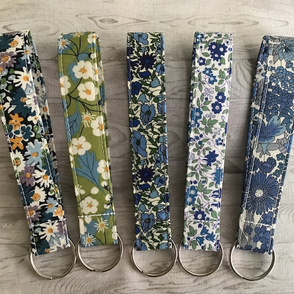 Liberty Fabric Wristlet Keyfob: Floral Tana Lawn Keyring Mitsi Petal and Bud Libby