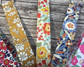 Liberty Fabric Wristlet Keyfob: Handmade Floral Keychain