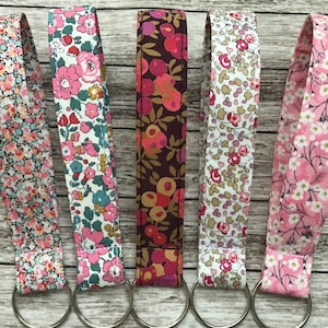 Liberty Fabric Keyfob Wristlet: Handmade Floral Tana Lawn Keyring