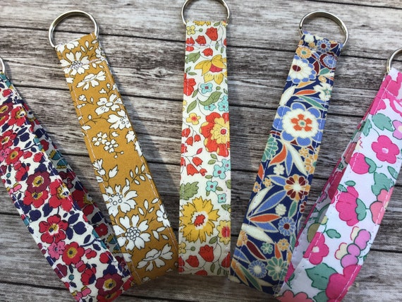 Liberty Fabric Wristlet Keyfob: Handmade Floral Keychain