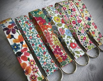 Liberty Fabric Keyfob Wristlet: Floral Tana Lawn Keyring Eloise Margaret Annie Dreams of Summer