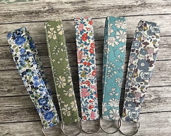 Liberty Fabric Wristlet Keyfob: Floral Tana Lawn Keyring