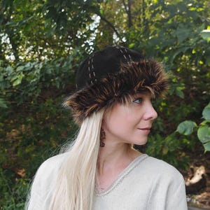 Medieval Woolen Hat LARP Renfaire Viking Cap Round made according Birka historical find image 2