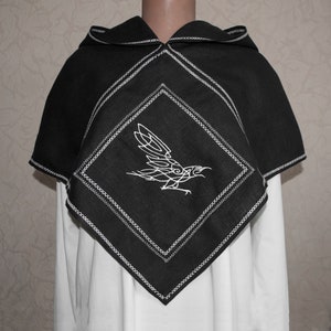 Viking hood Linen Medieval hood LARP Cape Viking raven Celtic SCA