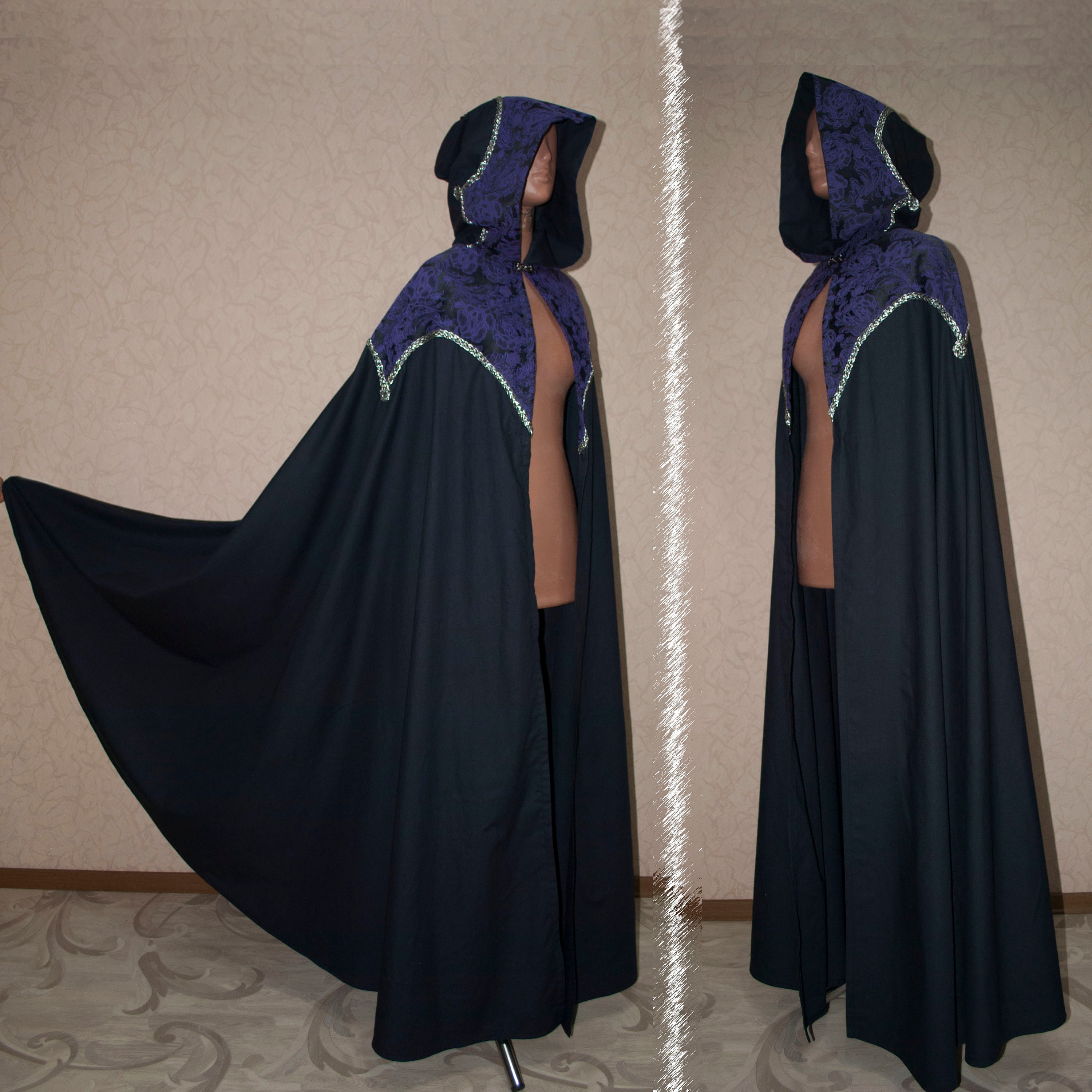 Hooded Wool Short Cape Alternative Fantasy Wear Cloak /P/ 