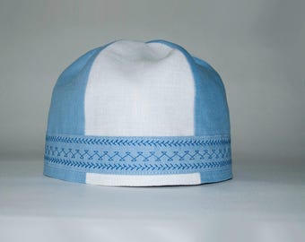 Linen medieval hat for LARP or renfaire for head circumference 22,4-23 inches (57-58,5 cm)