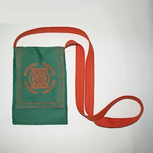 LARP bag linen renfaire purse medieval pouch textile bag with celtic knot (bag&#39;s size 10 x 7.5 inches or 25 x 19 cm)