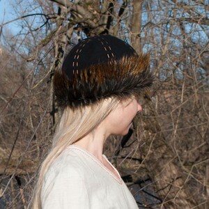Medieval Woolen Hat LARP Renfaire Viking Cap Round made according Birka historical find image 10