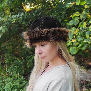 Medieval Woolen Hat LARP Renfaire Viking Cap Round made according Birka historical find image 3