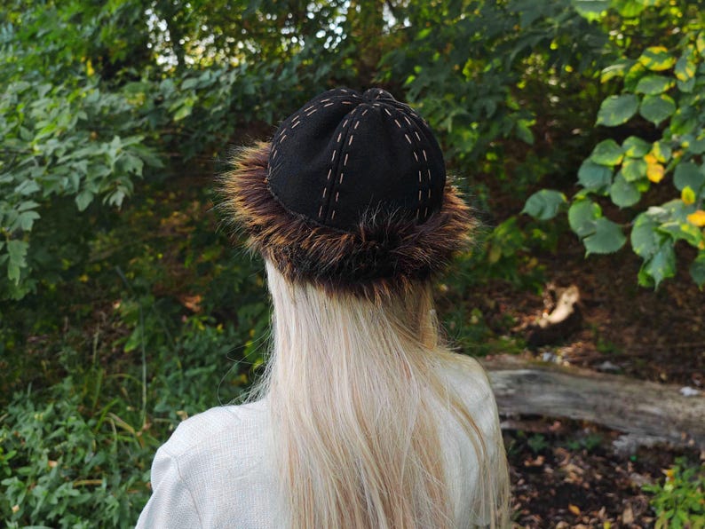 Medieval Woolen Hat LARP Renfaire Viking Cap Round made according Birka historical find image 4