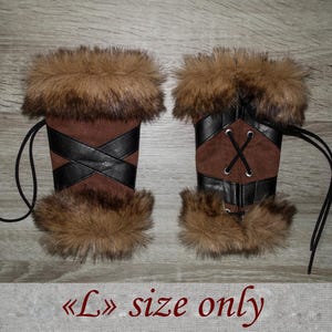 LARP Cuffs Renfaire Pagan Barbarian Soft Bracers Viking Arm Warmers Medieval Costume (L size)