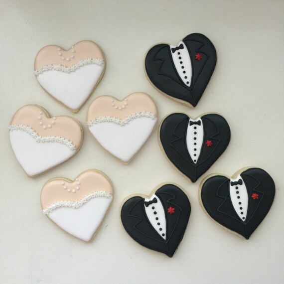 Wedding Cookies Engagement Cookies Bride Groom Cookies Etsy