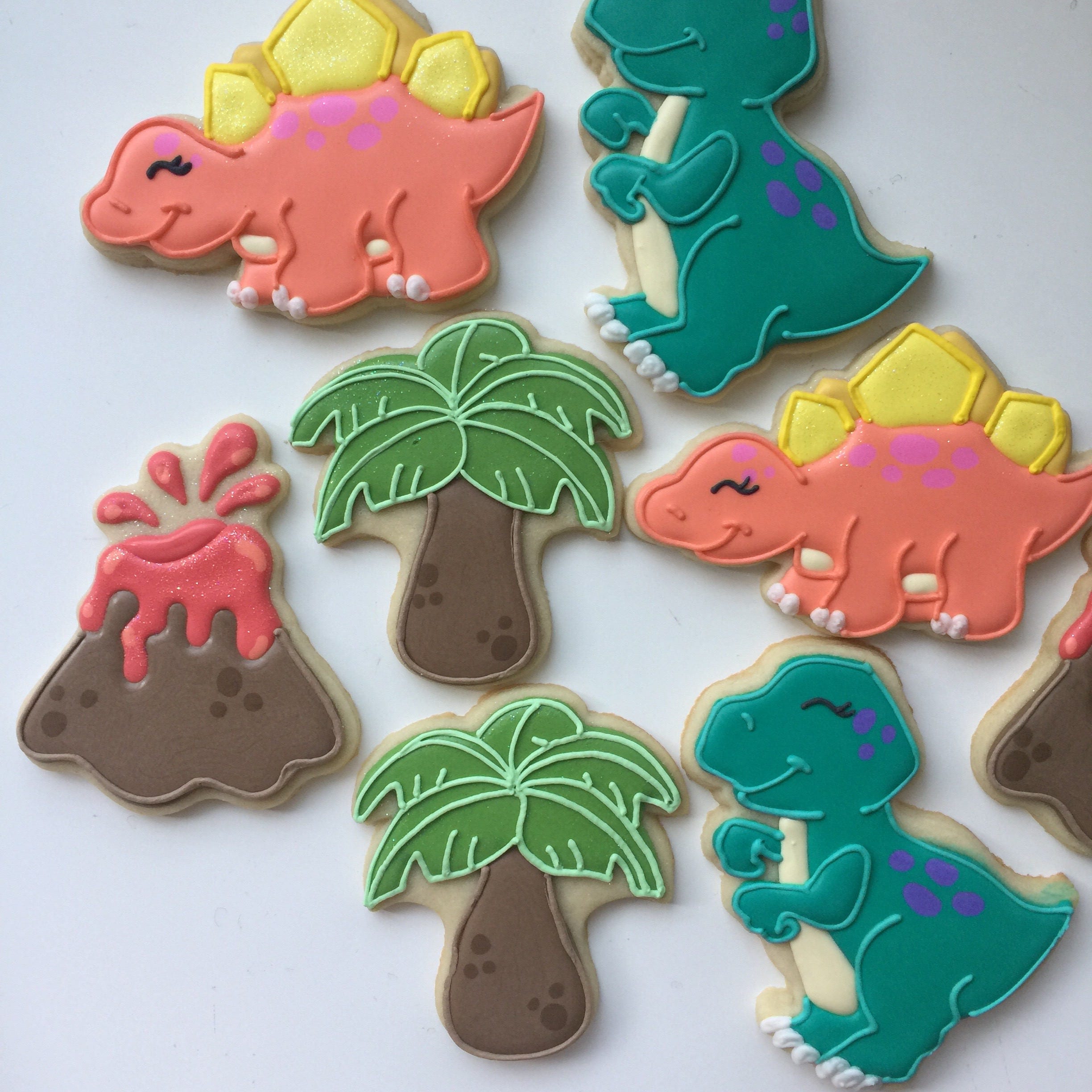 Dinosaurs cookies Birthday Cookies Dinosaur Party Dinosaur Etsy