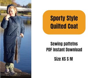 Sport Style Quilted coat Patterns, Sewing Patterns Instant Download, PDF Sewing Pattern