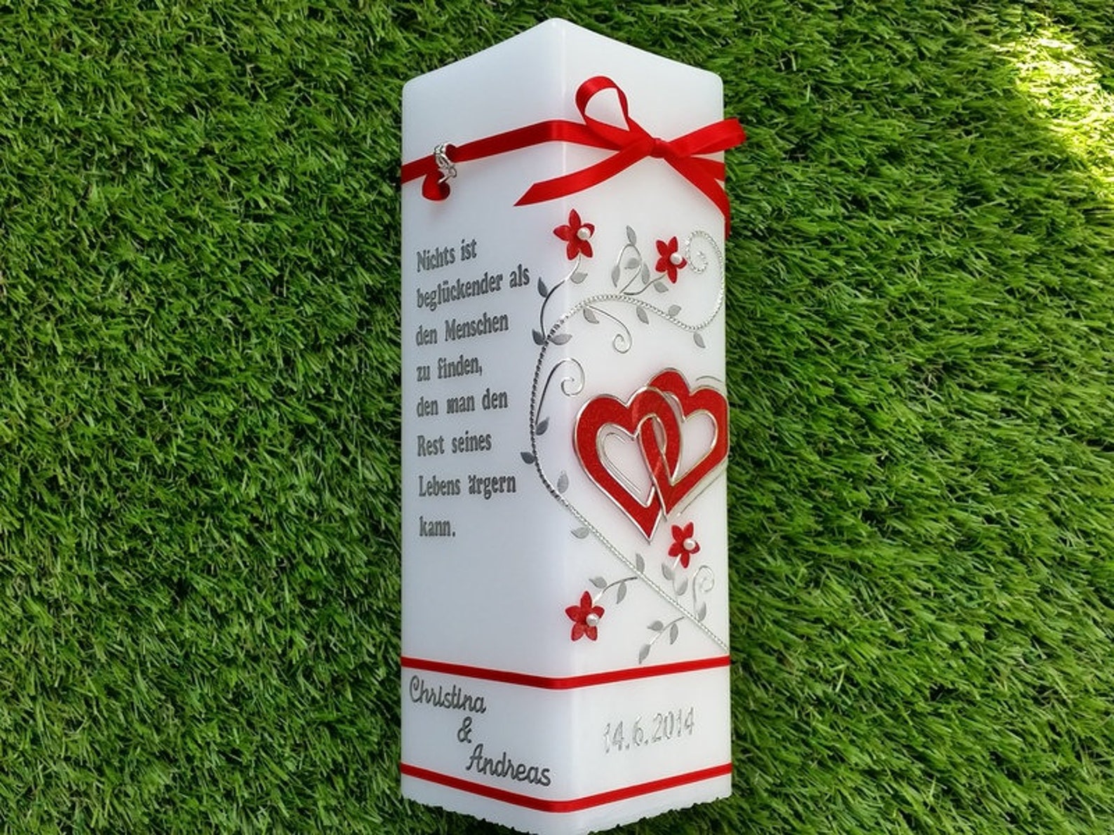 Hochzeitskerze mit Spruch Etsy.de
