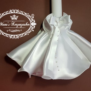 Satin skirt white KR105 candle decoration for baptism candles or communion candles