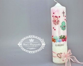 Baptismal candle sea creatures squid girls > stock clearance!