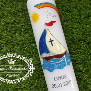 Baptismal candle boys, girls, communion candle, Noah&#39;s Ark, boat, sailboat, candles, baptism, wax, handmade