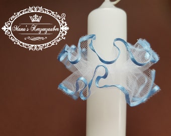 Drip-catcher Tulle TR110-2 light blue protection for baptismal candles or communion candles