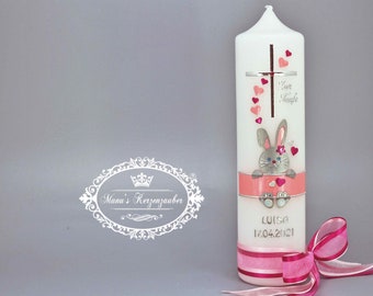 Baptismal Candle Bunny Girl Pink Pink > Clearance!