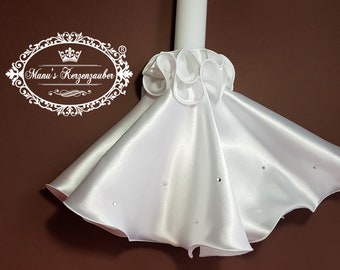 Satin skirt white KR106 Candle decoration for baptism candles or communion candles