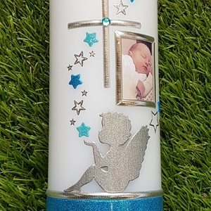 Taufkerze-Original © motif-guardian angel-Angel-silhouette-Wax-Photo-string-name chain-baptismal candles-candle-Baptism image 3
