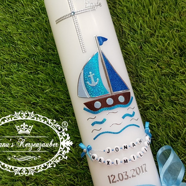 Baptismal candle boat & letter chain "The Original©"