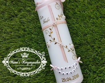 Baptism candle cross girl