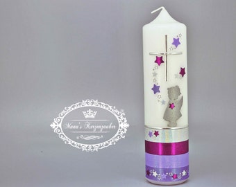 Baptismal candle guardian angel girl purple > stock clearance!