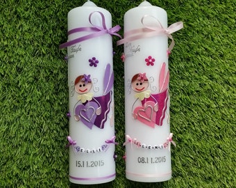 Baptismal Candles Twins Angel & "The Original© of the String of Letters"