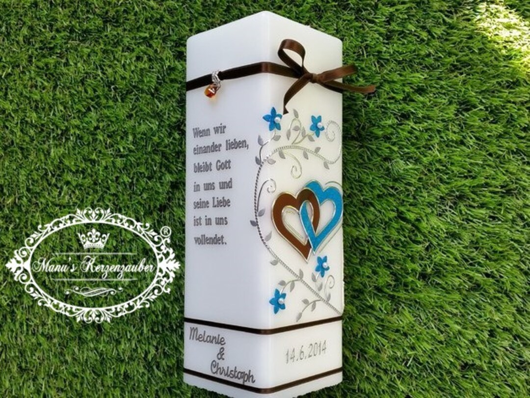 Hochzeitskerze mit Spruch Etsy.de