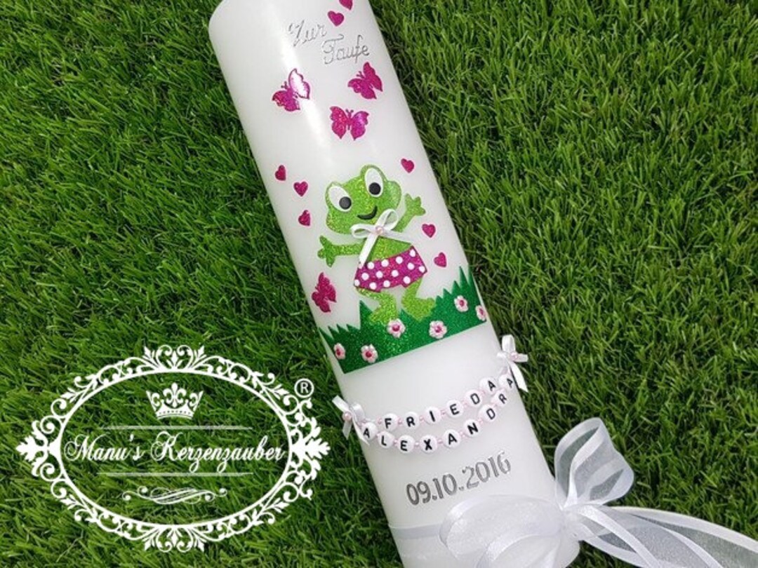 Baptismal Candle Frog Girl © Real ORIGINAL Etsy España