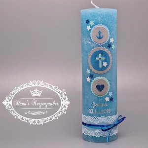 Símbolos de velas de bautismo vintage y "El © original de la cadena de letras"