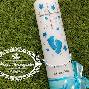 Bautismo Velas Pies & El Original© de carta cadena niño - velas bautismales - niños - bautismo - vela - bautismo - velas azul claro