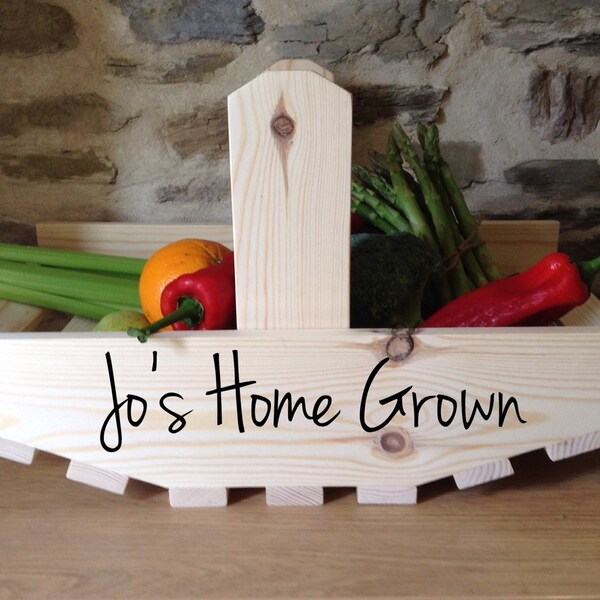 Hecho a mano personalizados madera frutas y vegetal trug o cesta, almacenamiento interno.