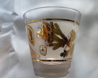 Sea Shell Mid Century Modern Cocktail Glasses by Anchor Hocking Gold Leaf