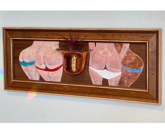 Moons Over My Hammy // Plant Art // Butts // Pop-Tarts // Reclaimed Wood Art// Original Painting // One of a Kind Art