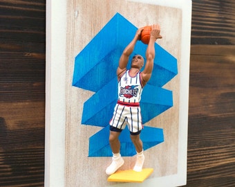 Charles Barkley  // 3 Dimensional basketball cards  //  Reclaimed Wood Art // Starting Lineup Figure Art // 90's NBA