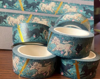 Wolves & Unicorns – taśma washi z folii złotej inspirowana średniowieczem (10 m)