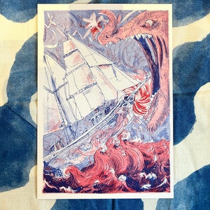 Impression riso Faim of the Sea - Risographie monstre A4
