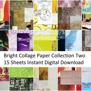 Printable patterned paper, Bright Colours Digital collage paper for scrapbooking papercraft, Instant download paper, 15 sheets Letter A4 PDF