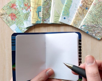 Mini notebooks for travellers (10) with atlas map covers, pocket sized small pad