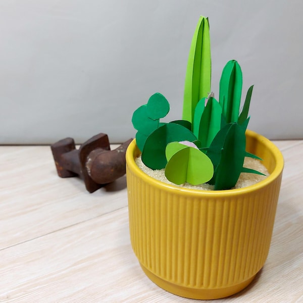 Mini Paper Cactus Garden Printable, Paper Plants, Digital Papercraft, Office and home Décor, Paper Toys