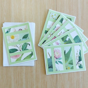 Australian native wild flower cards (6) Blank floral greeting cards for any occasion, Australiana keepsake souvenir, botanical notecards